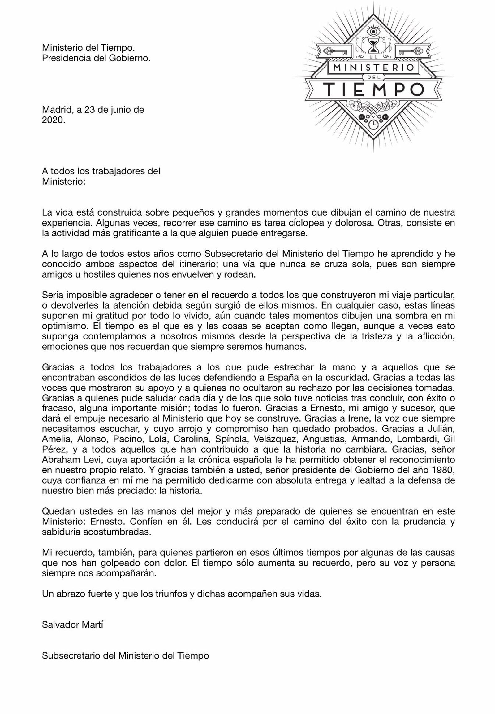 Carta de Salvador Martí