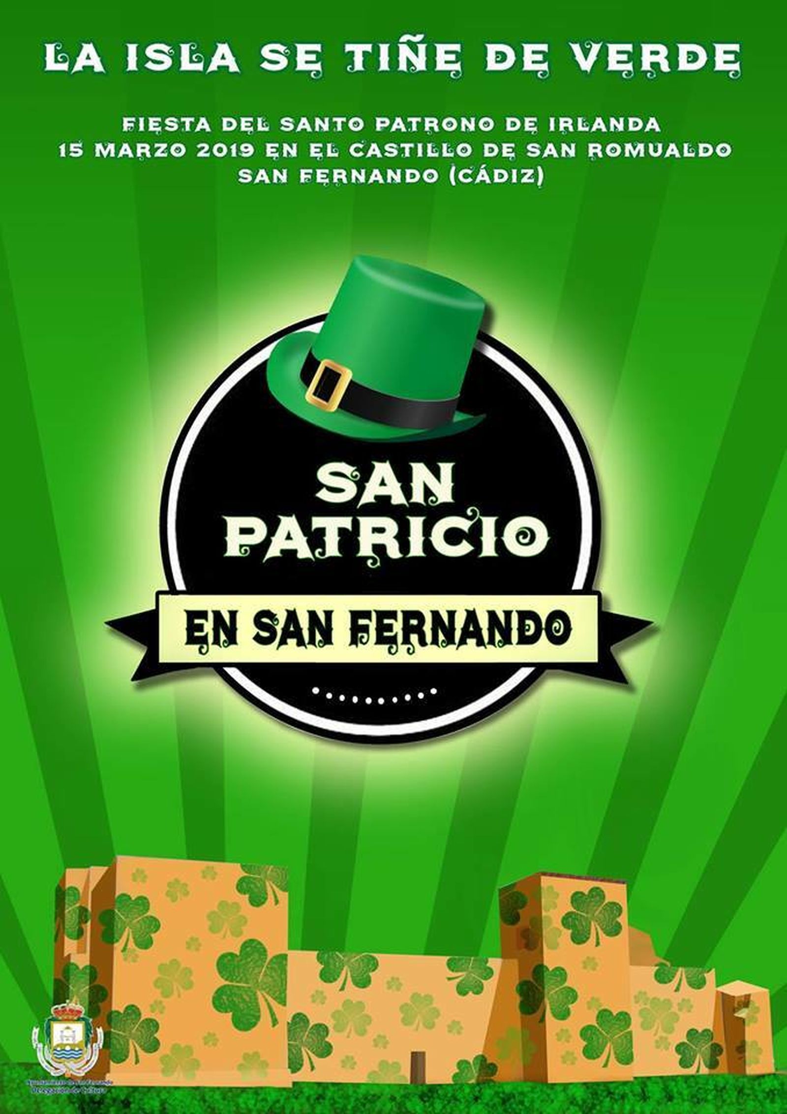 Cartel que anuncia la festividad de San Patricio en La Isla.