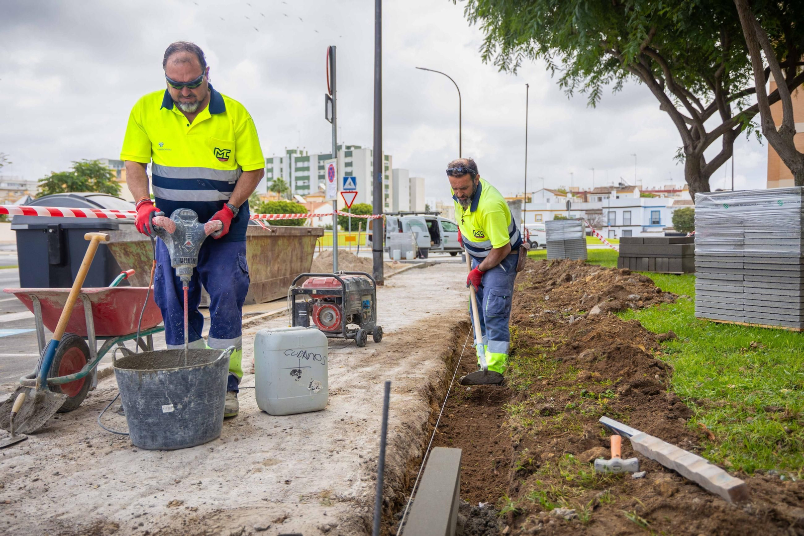 Obras del Plan Mejor Acera en La Noria, en San Fernando
