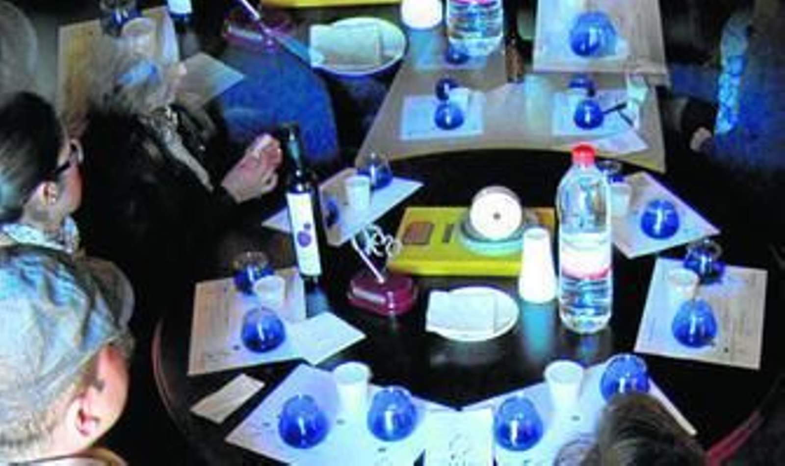 Antes de las catas de los aceites de oliva virgen extra los asistentes reciben la explicación sobre las distintas variedades.