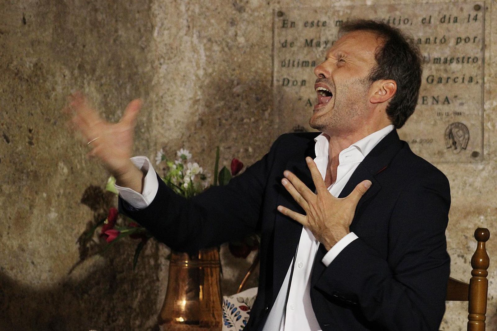 El cantaor David Pino, durante una actuación.