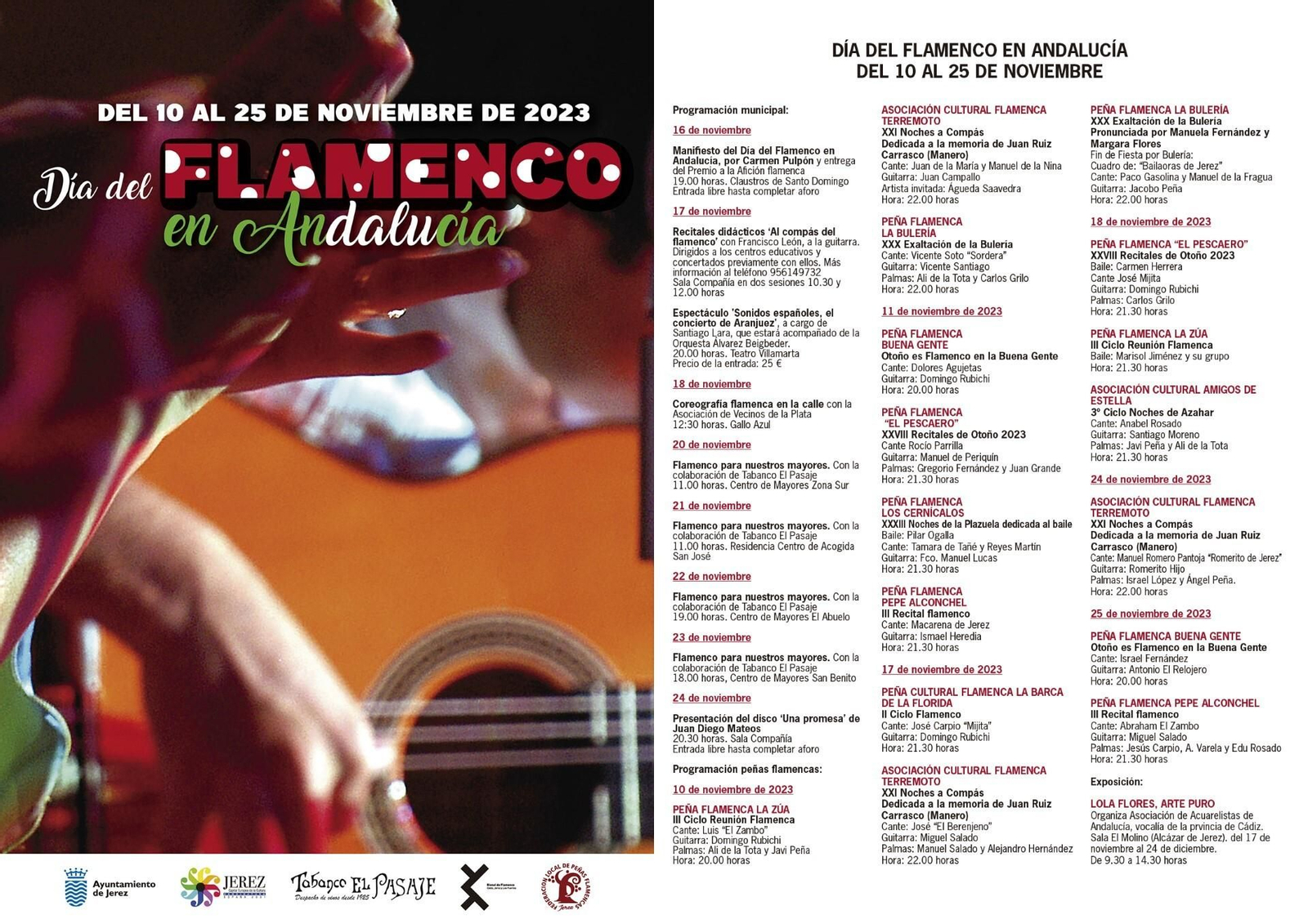 Programa de actividades del Ayuntamiento de Jerez por el Día del Flamenco Programa de actividades del Ayuntamiento de Jerez por el Día del Flamenco