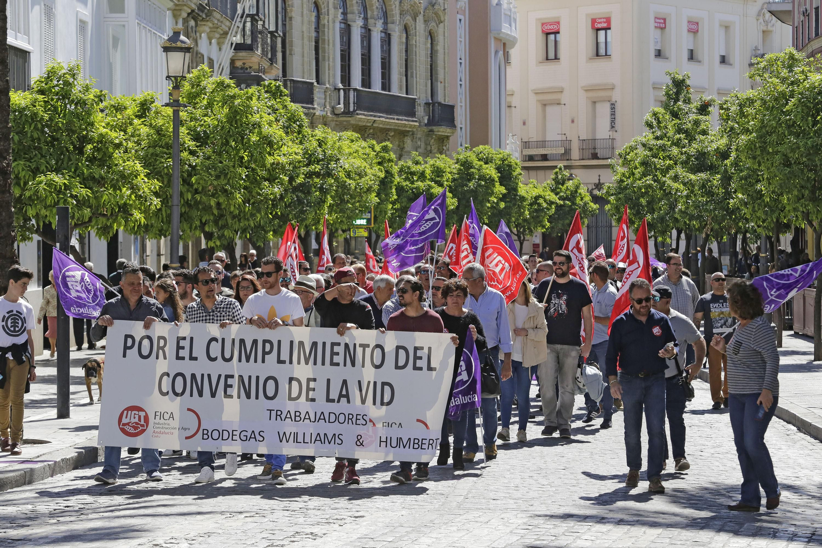 Una imagen de la manifestación a su paso por la calle Larga.