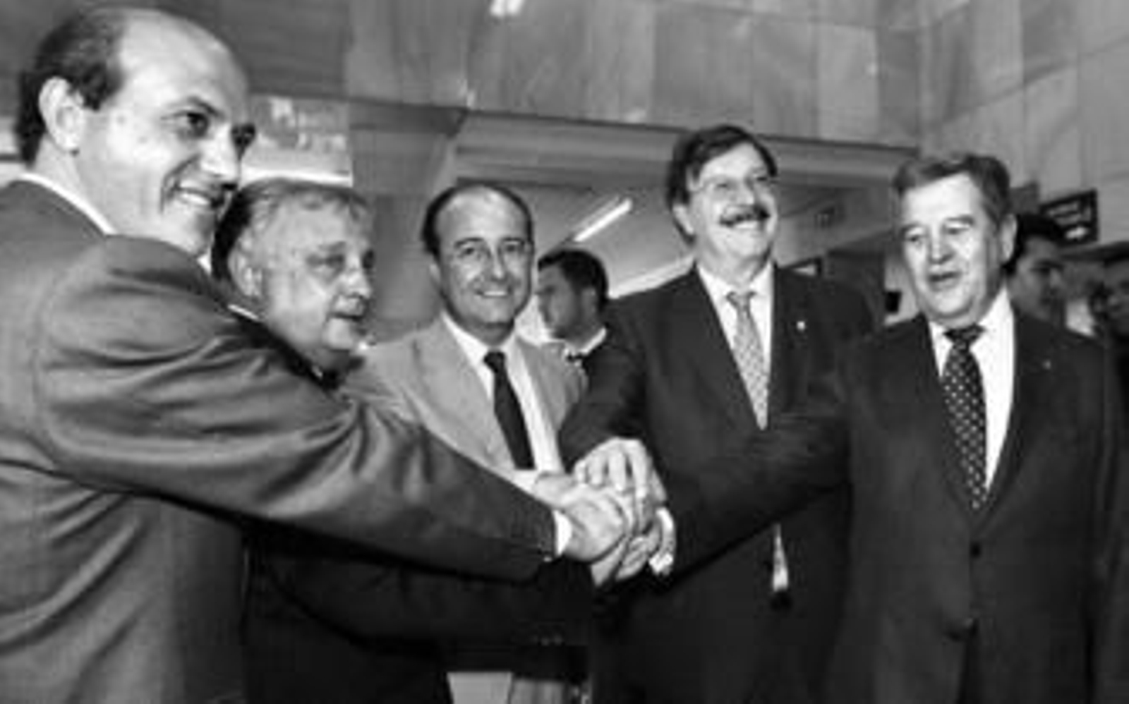 Del Nido, con los dirigentes de Almería, Recreativo y Betis y el consejero de la Junta Martín Soler.