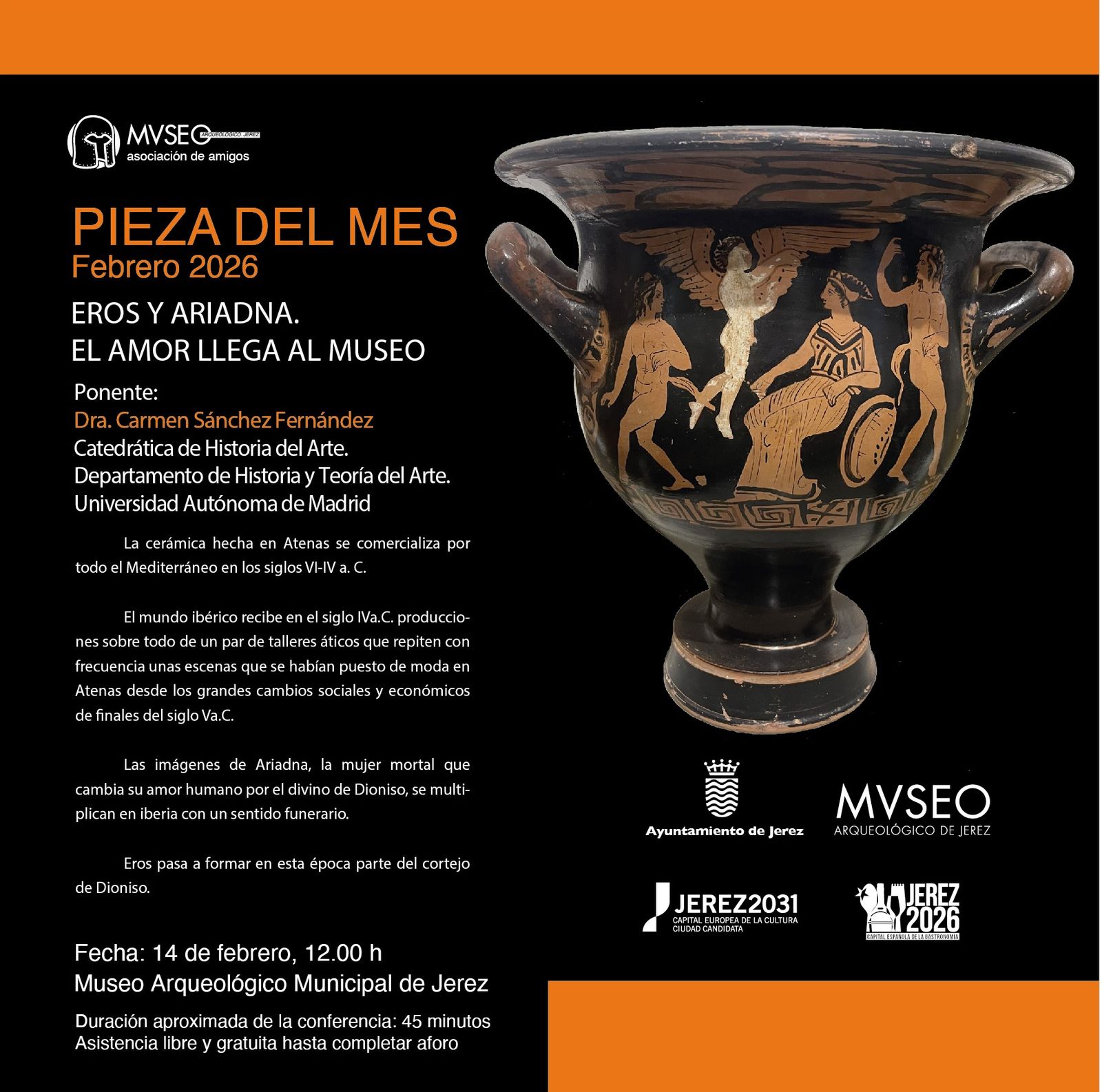 Cartel de la próxima cita en el Museo Arqueológico de Jerez.