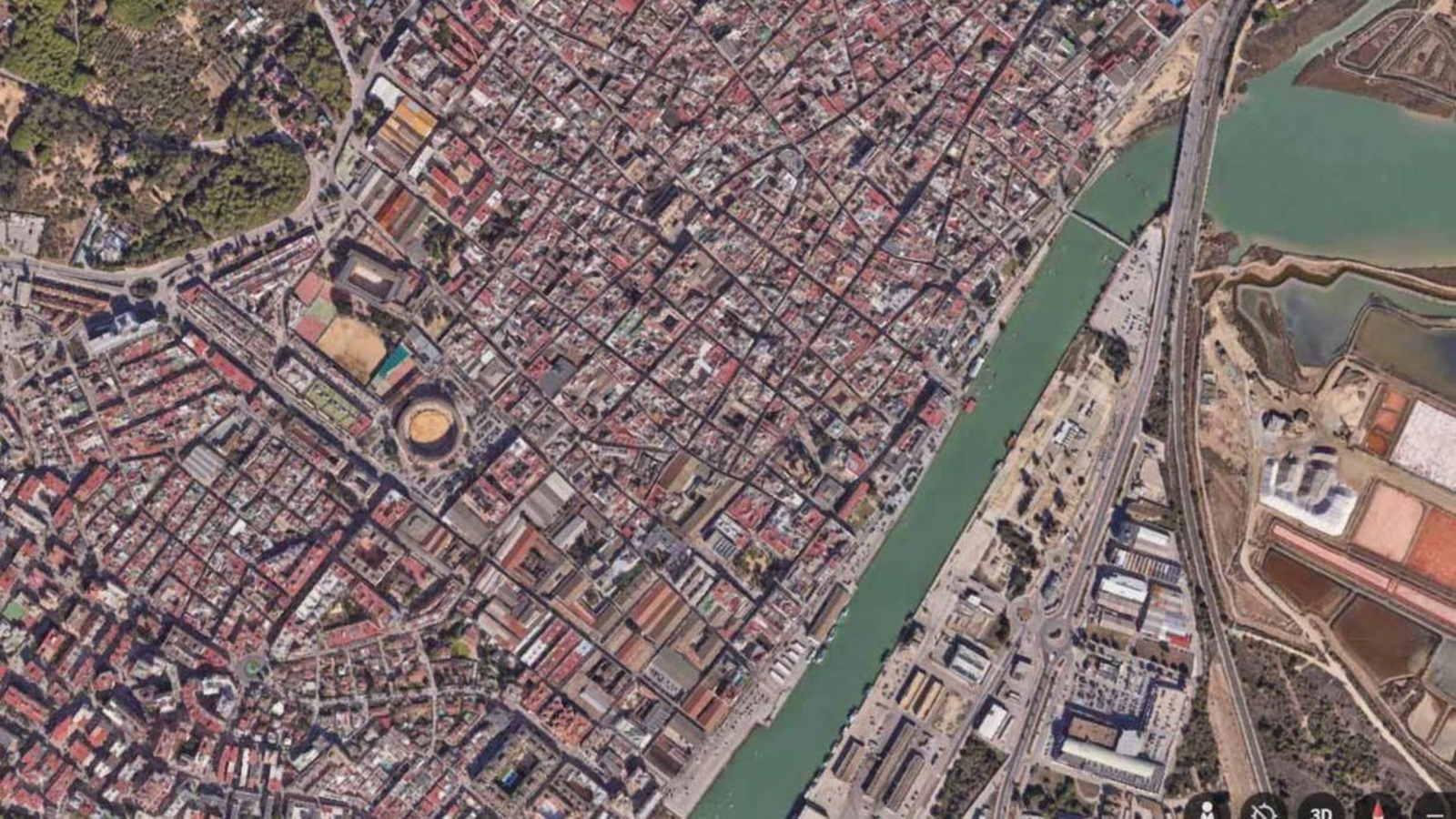 Una vista aerea del casco urbano portuense.