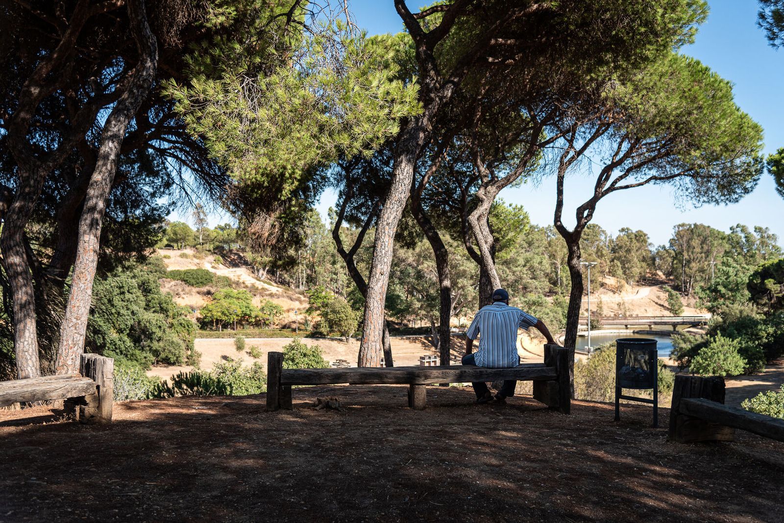 Un ciudadano contempla la belleza natural del Parque Moret.