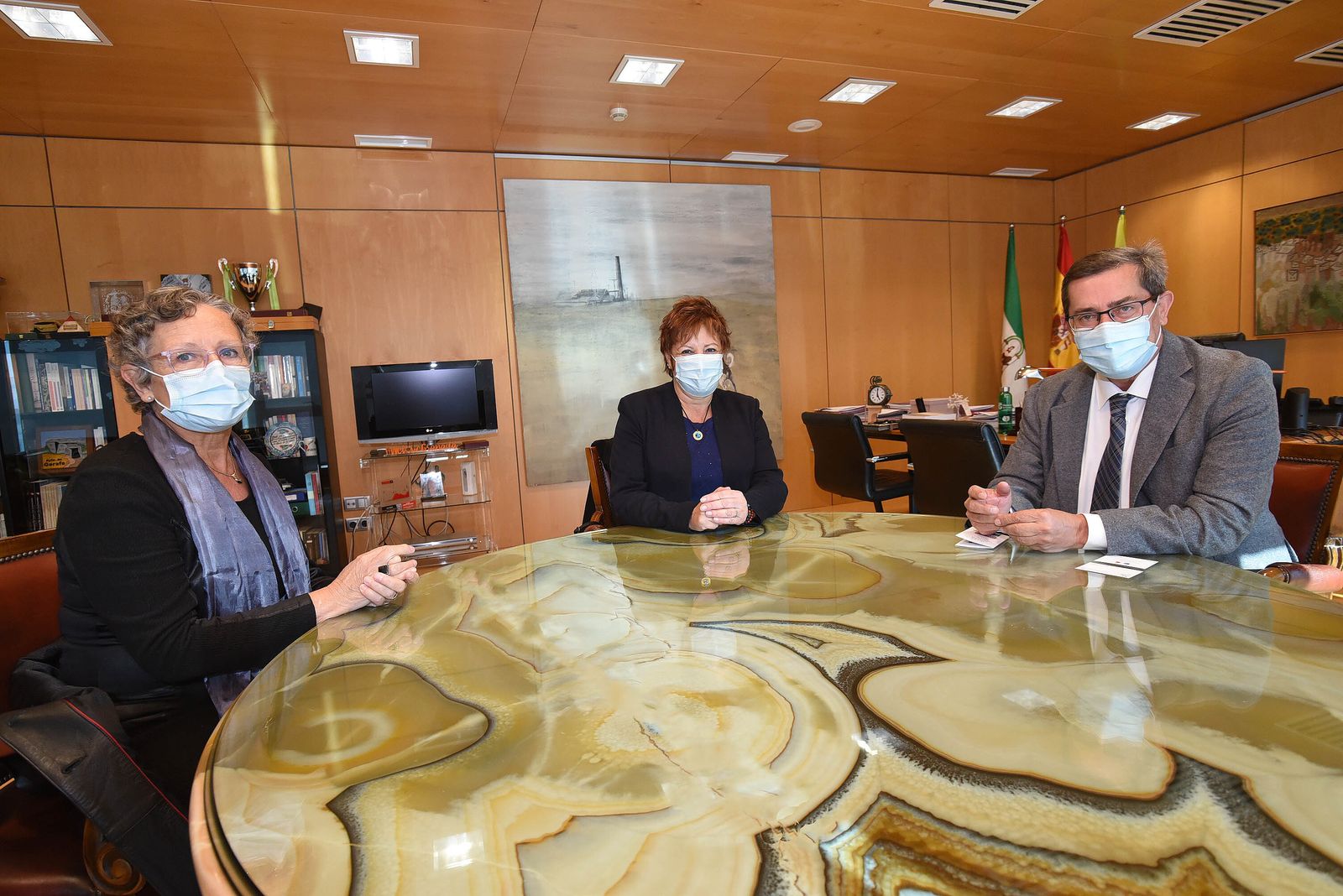 Imagen de la reunión de Entrena y Lang.