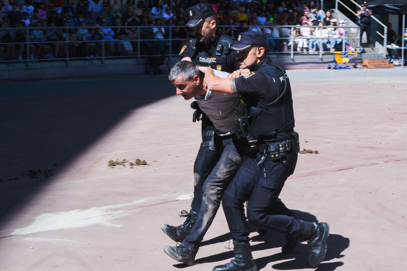 La exhibición policial con participación de la Unidad Aérea, Guías Caninos y Caballería, en imágenes