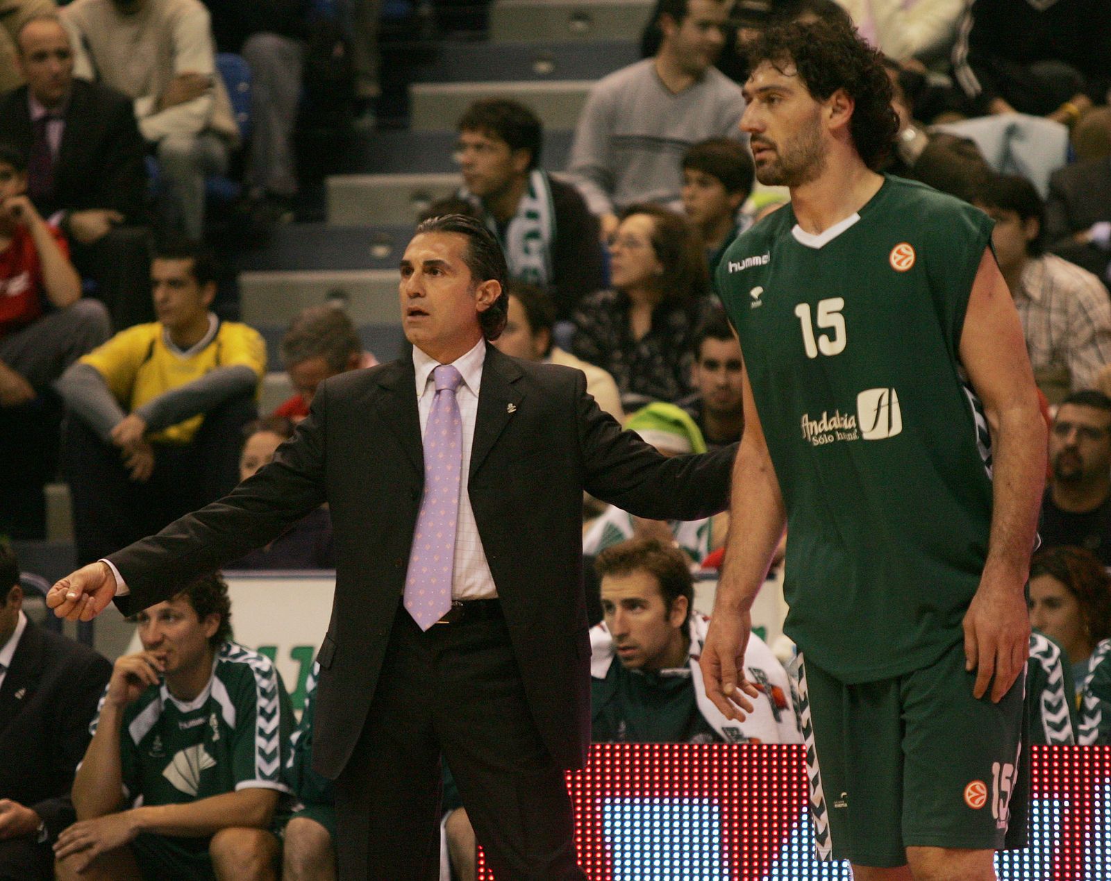 Scariolo y Garbajosa, entrenador y jugador del Unicaja.