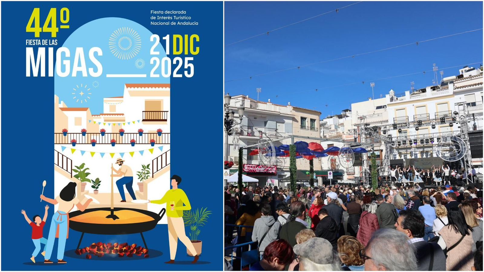 El cartel de esta edición y un pasada celebración de la fiesta.