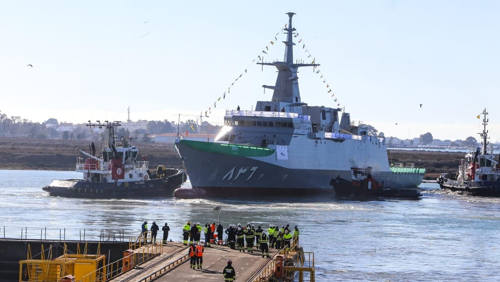 Así ha sido la botadura de la corbeta 'Unayzah' en Navantia San Fernando