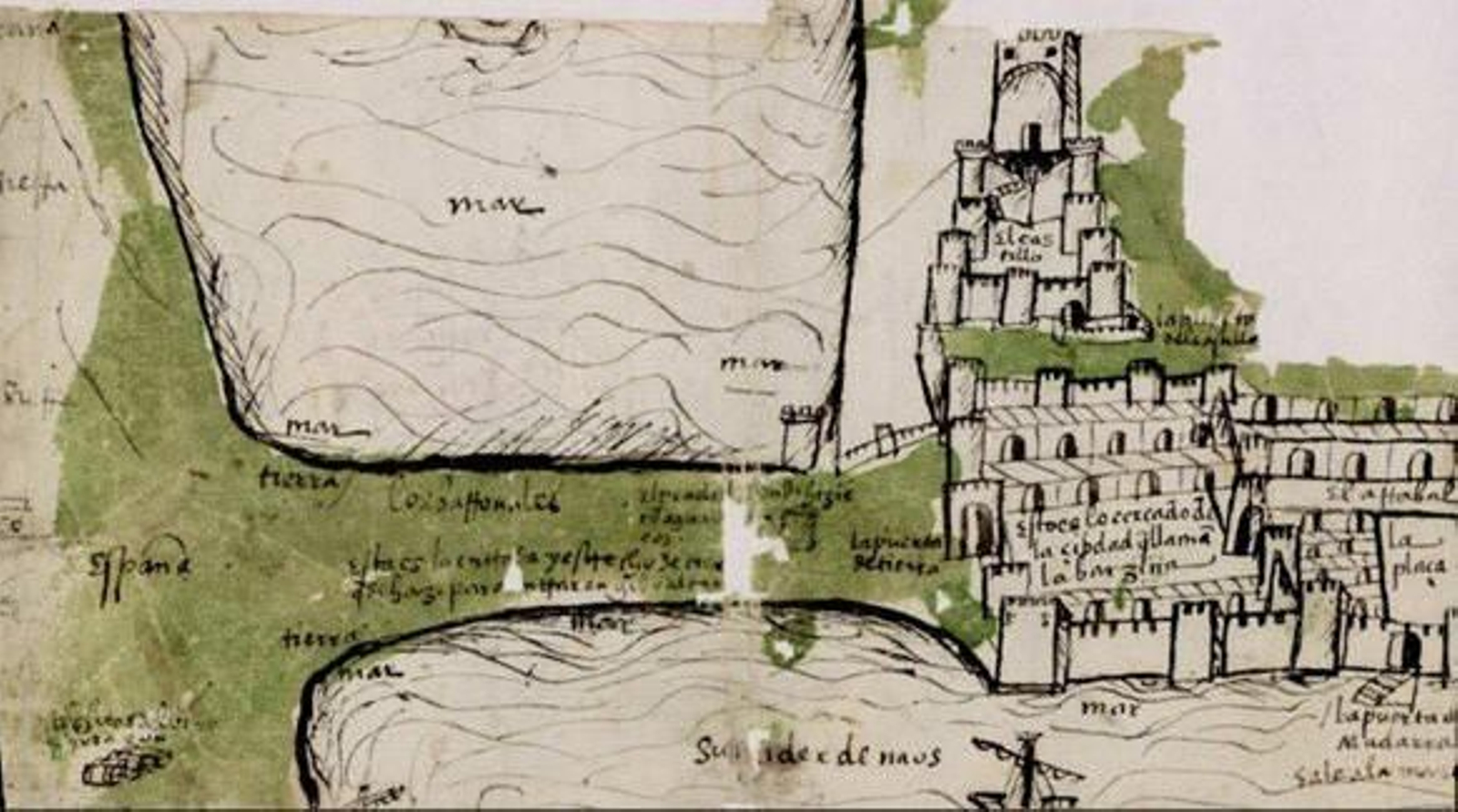 El dibujo-plano más antiguo de Gibraltar. Colección cartográfica de la Real Academia de la Historia.