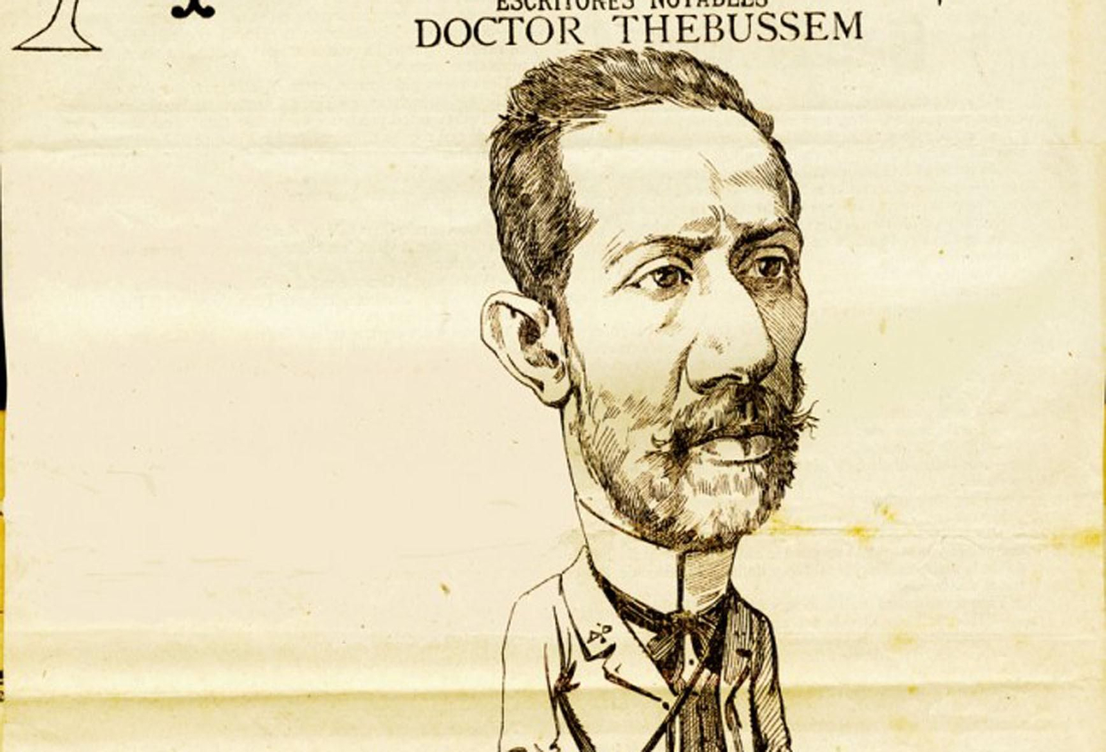 Caricatura del doctor Thebussem a finales del siglo XIX