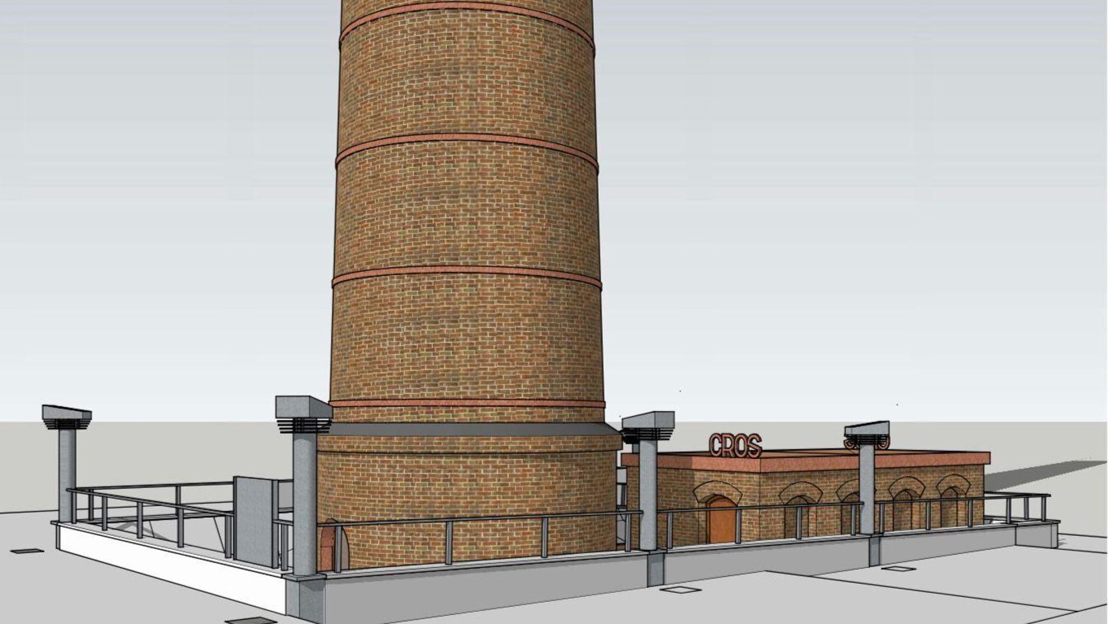 Infografía de la base de la chimenea Cros tras su rehabilitación.