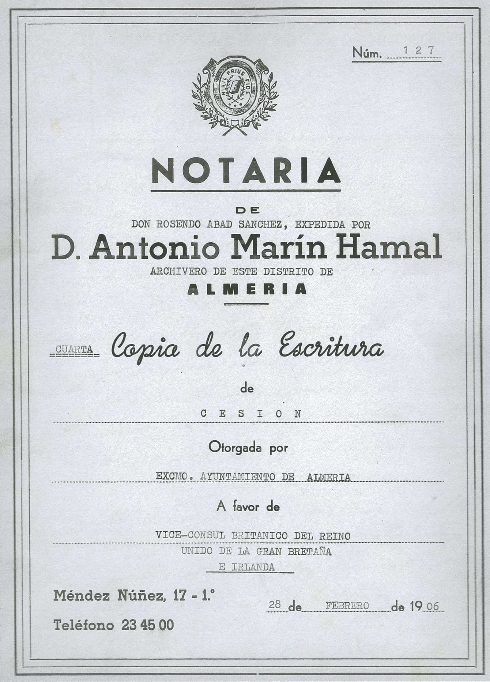 Cementerio Civil. Escritura pública