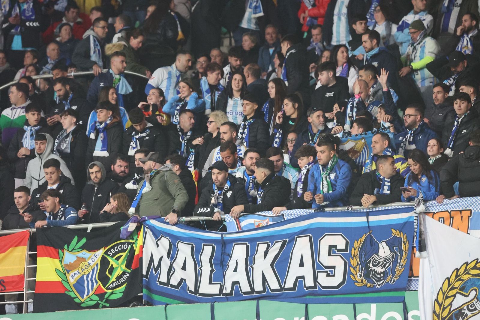 La afición del Málaga CF, durante el partido