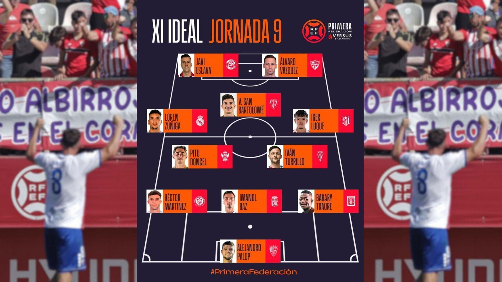 El once de la jornada en la Primera Federación, con Iván Turrrillo.