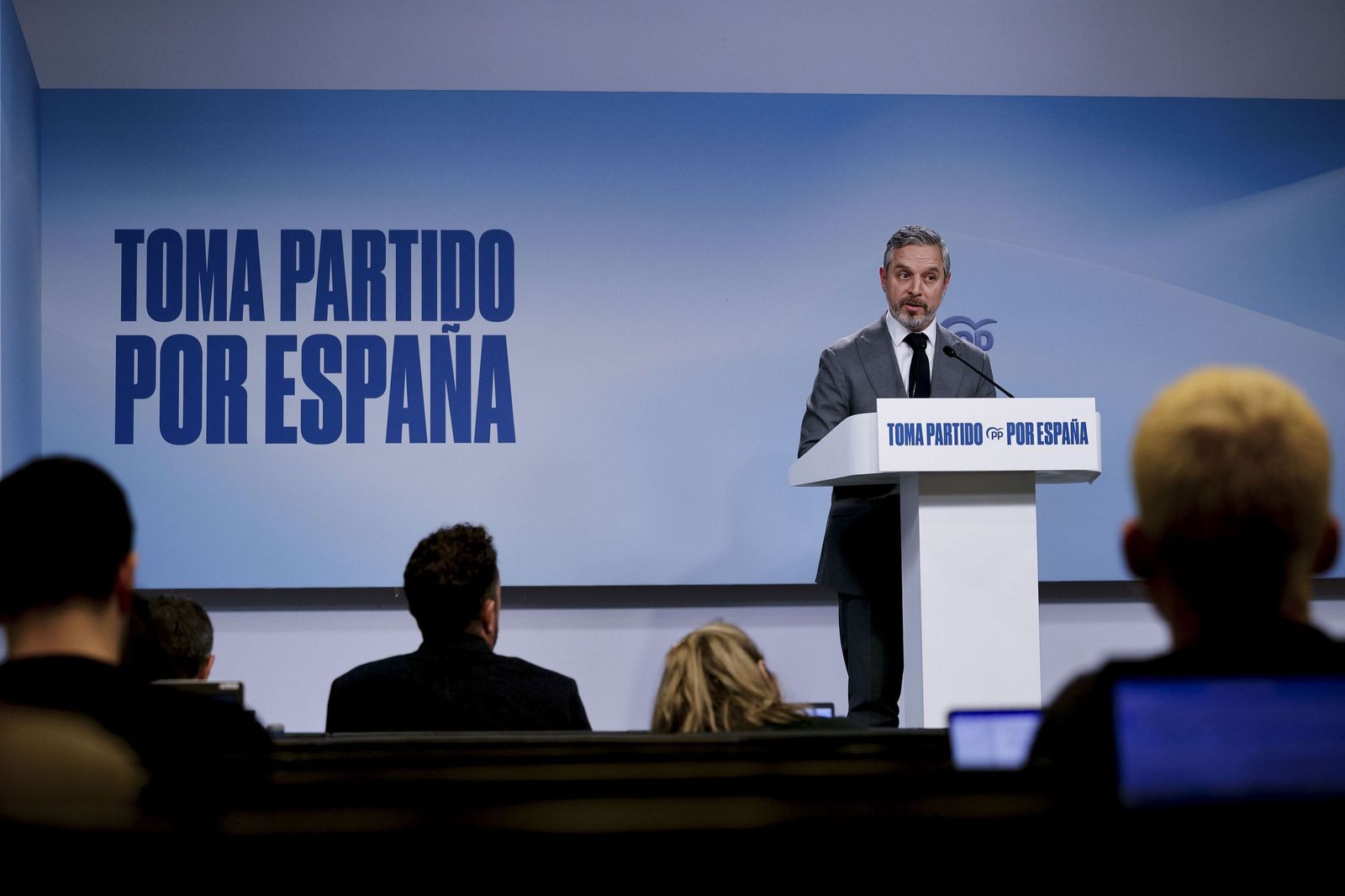 El vicesecretario general del PP, Juan Bravo, en la sede nacional del partido.