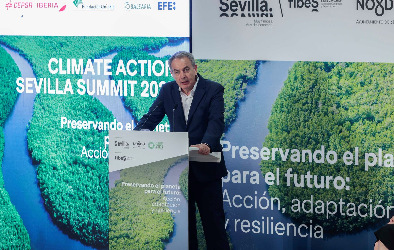 José Luis Rodríguez Zapatero durante su discurso en el congreso Climate Action Sevilla Summit.