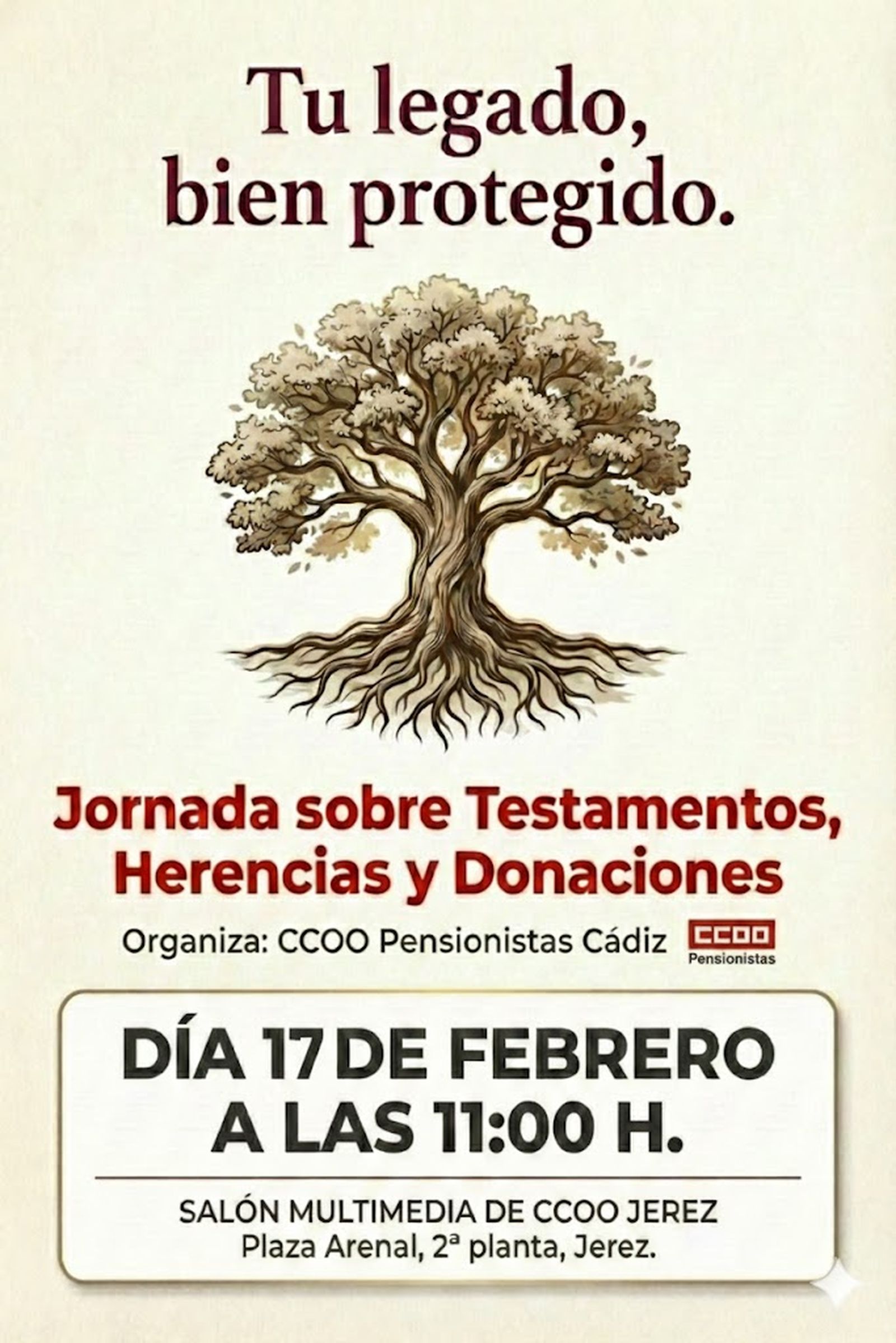 Detalle del cartel de las Jornadas sobre Testamentos, herencias y donaciones.