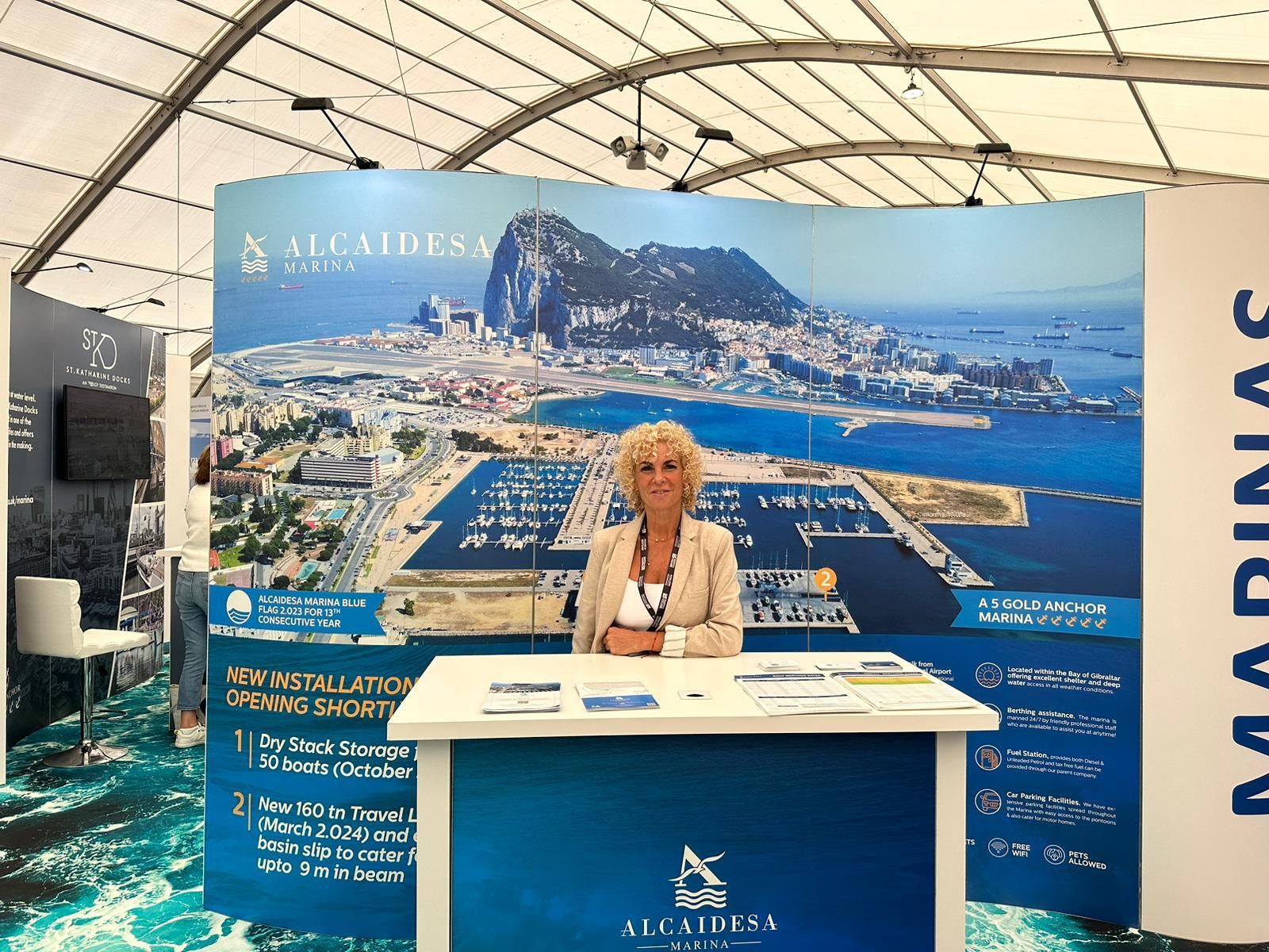 El expositor de Alcaidesa Marina en la Feria Náutica de Southampton.