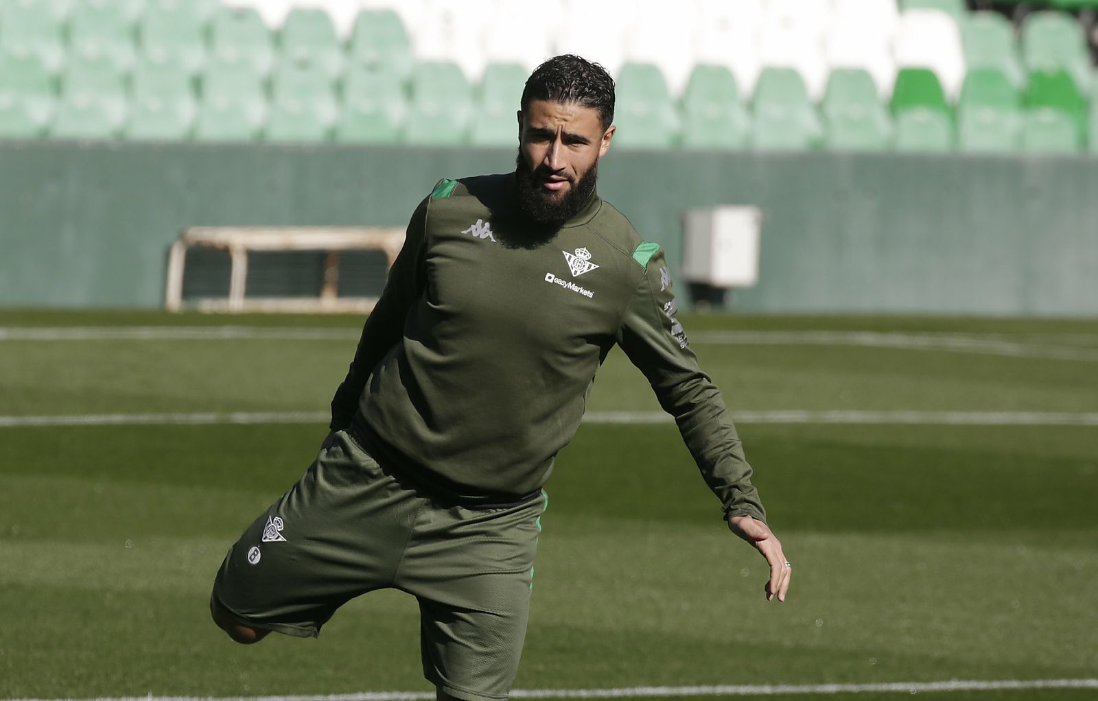 Nabil Fekir, en el entrenamiento de esta mediodía.