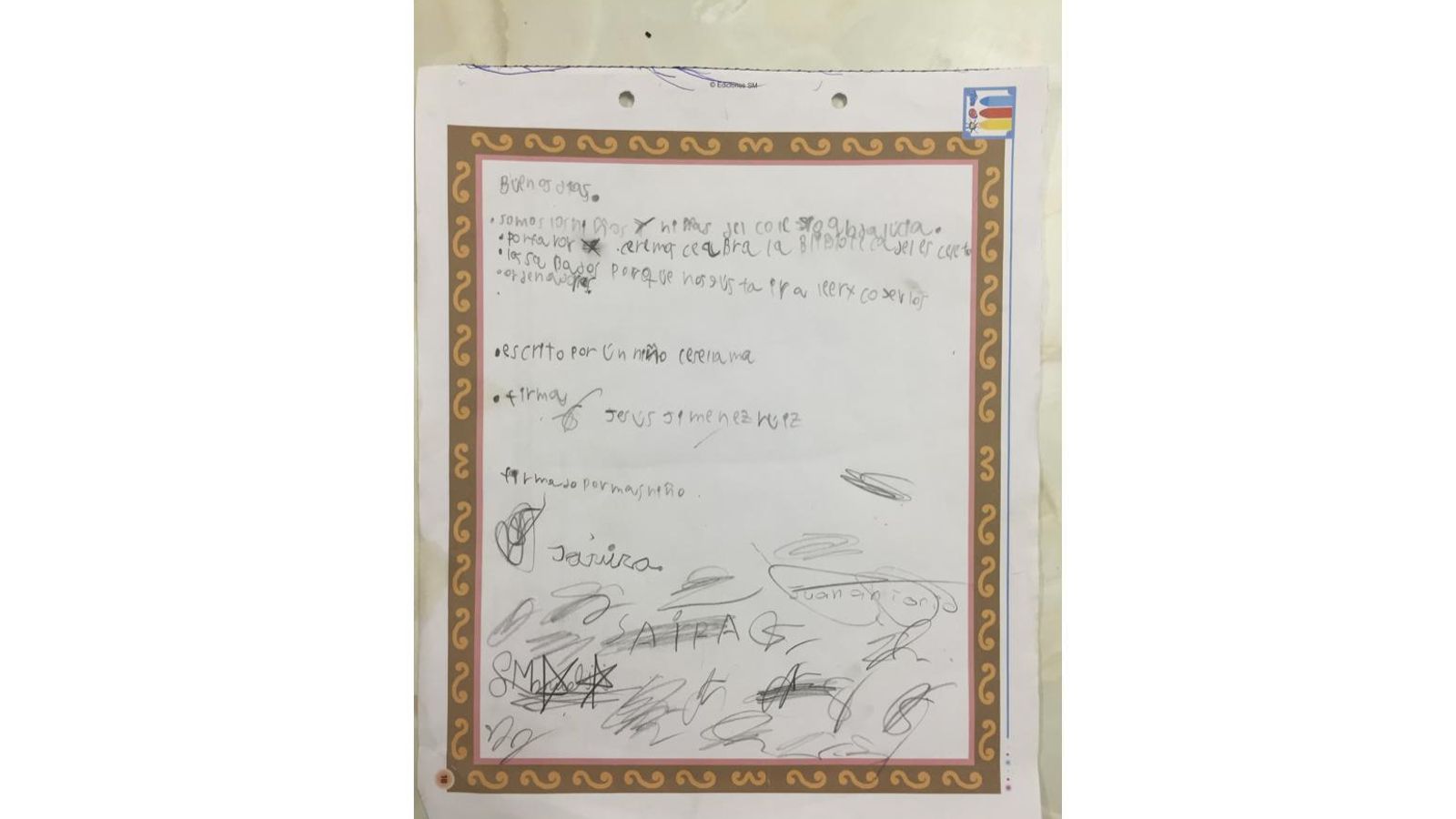 Carta de los niños a la delegada municipal