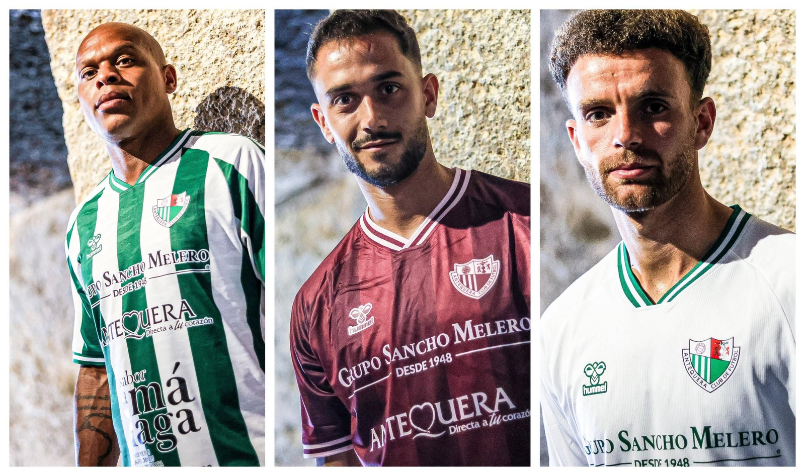 Las tres camisetas del Antequera.