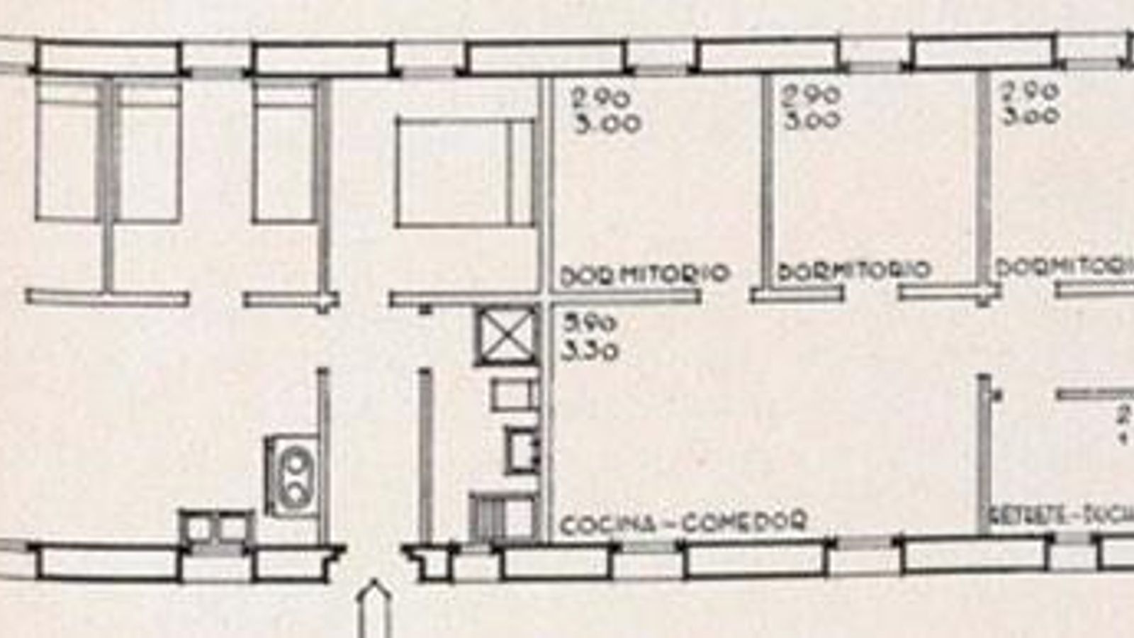 Planta tipo del proyecto de 25 viviendas protegidas en el Camino de la Isla.