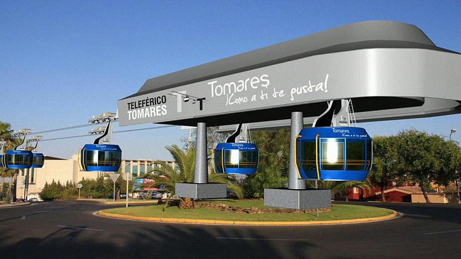 La recreación de una parada del teleférico de Tomares