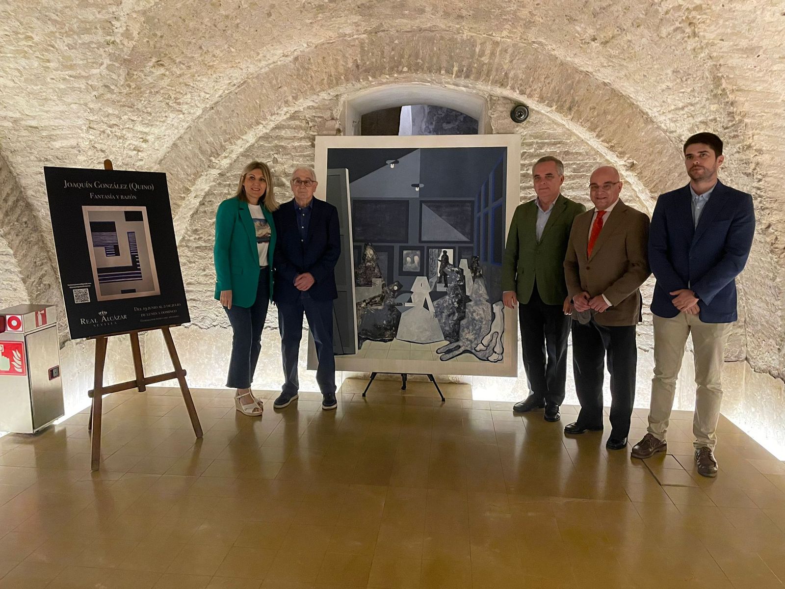 De izquierda a derecha: Ana Jáuregui(gerente del Alcázar), Joaquín González Quino, Juan Bueno ( teniente de alcalde) Andrés Luque Teruel, alcaide del Alcázar.