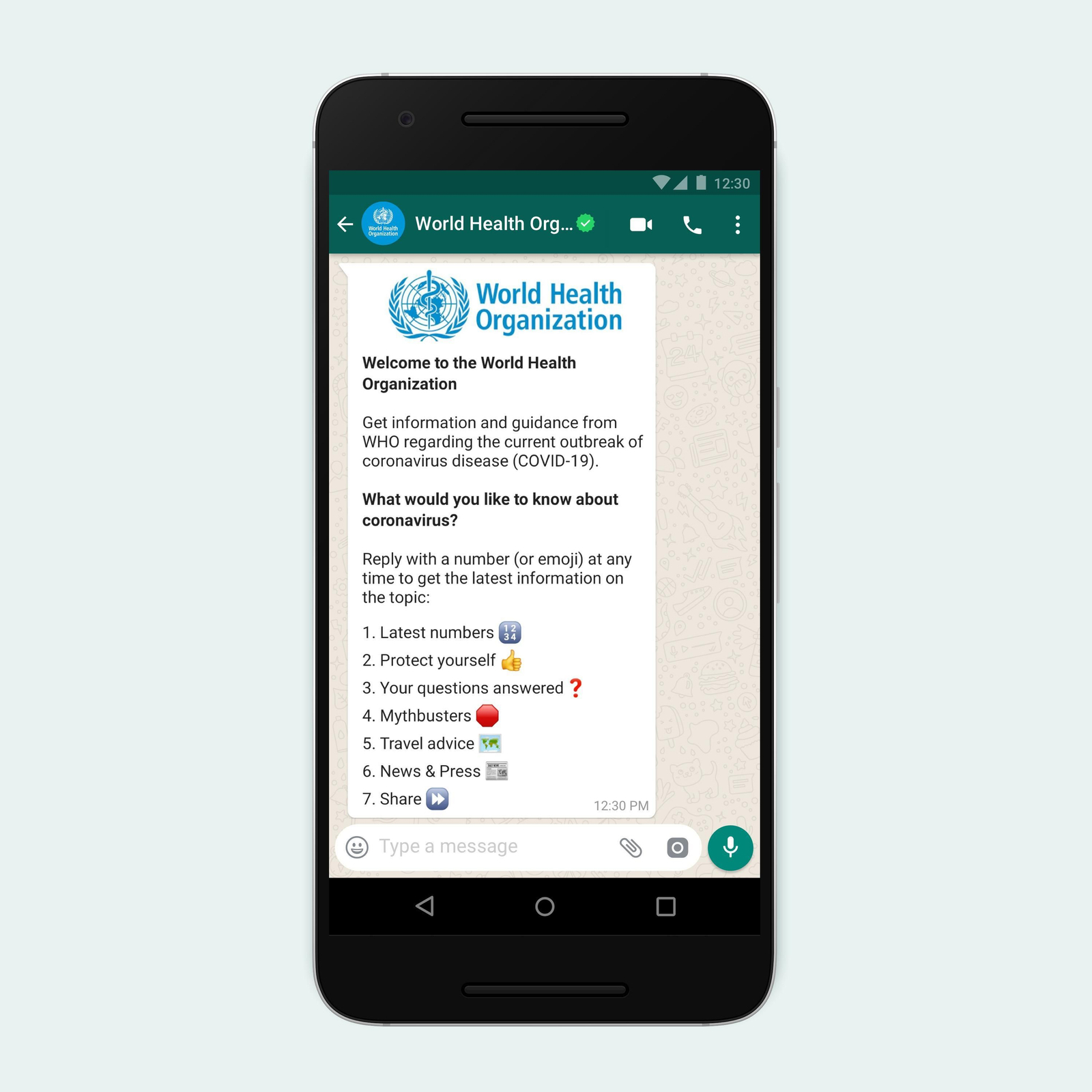 Alerta Sanitaria de la OMS en WhatsApp