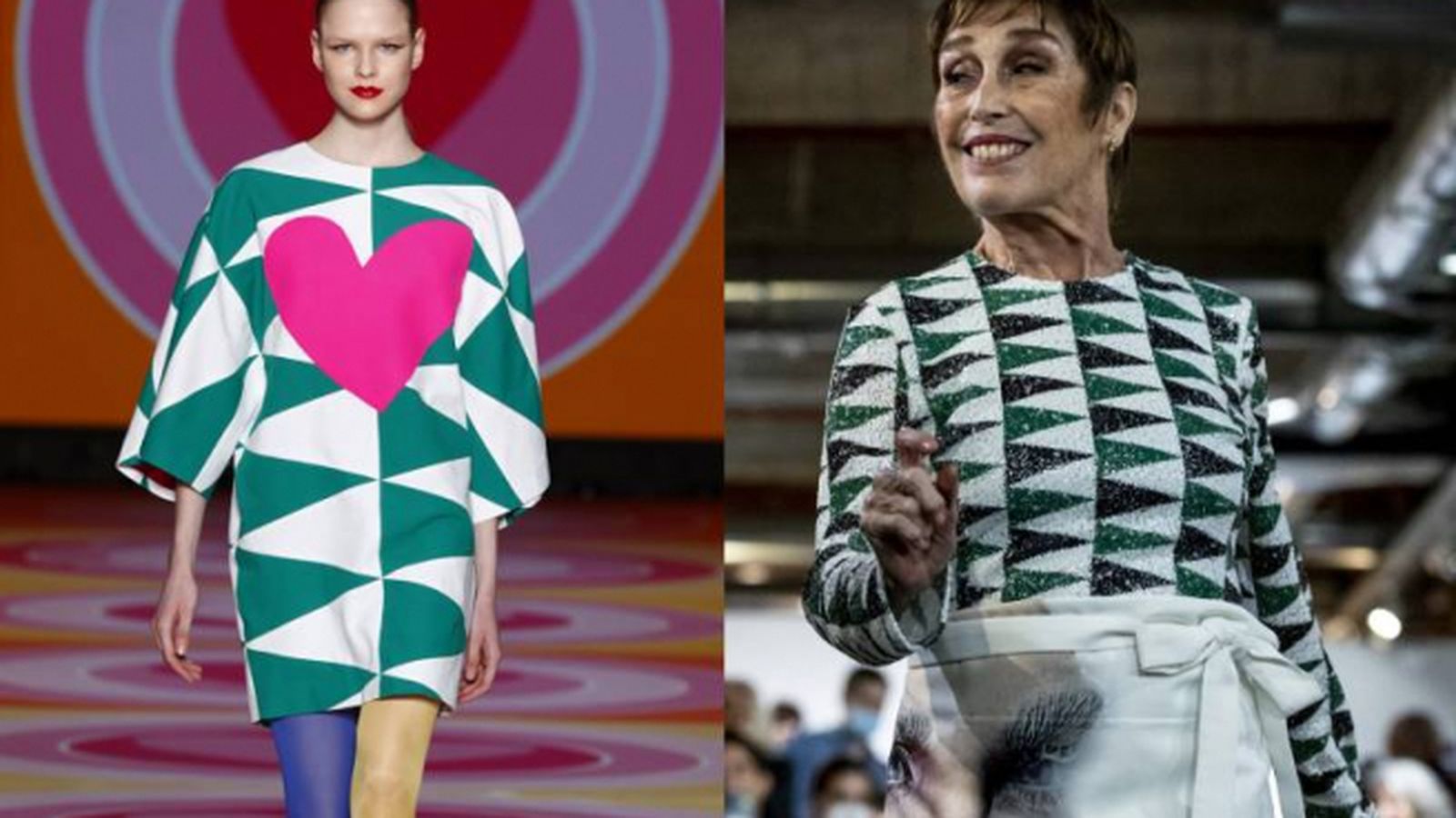 Vestido de Agatha (i.) junto  Verónica Forqué llevando la camiseta de Eduardo Navarrete.