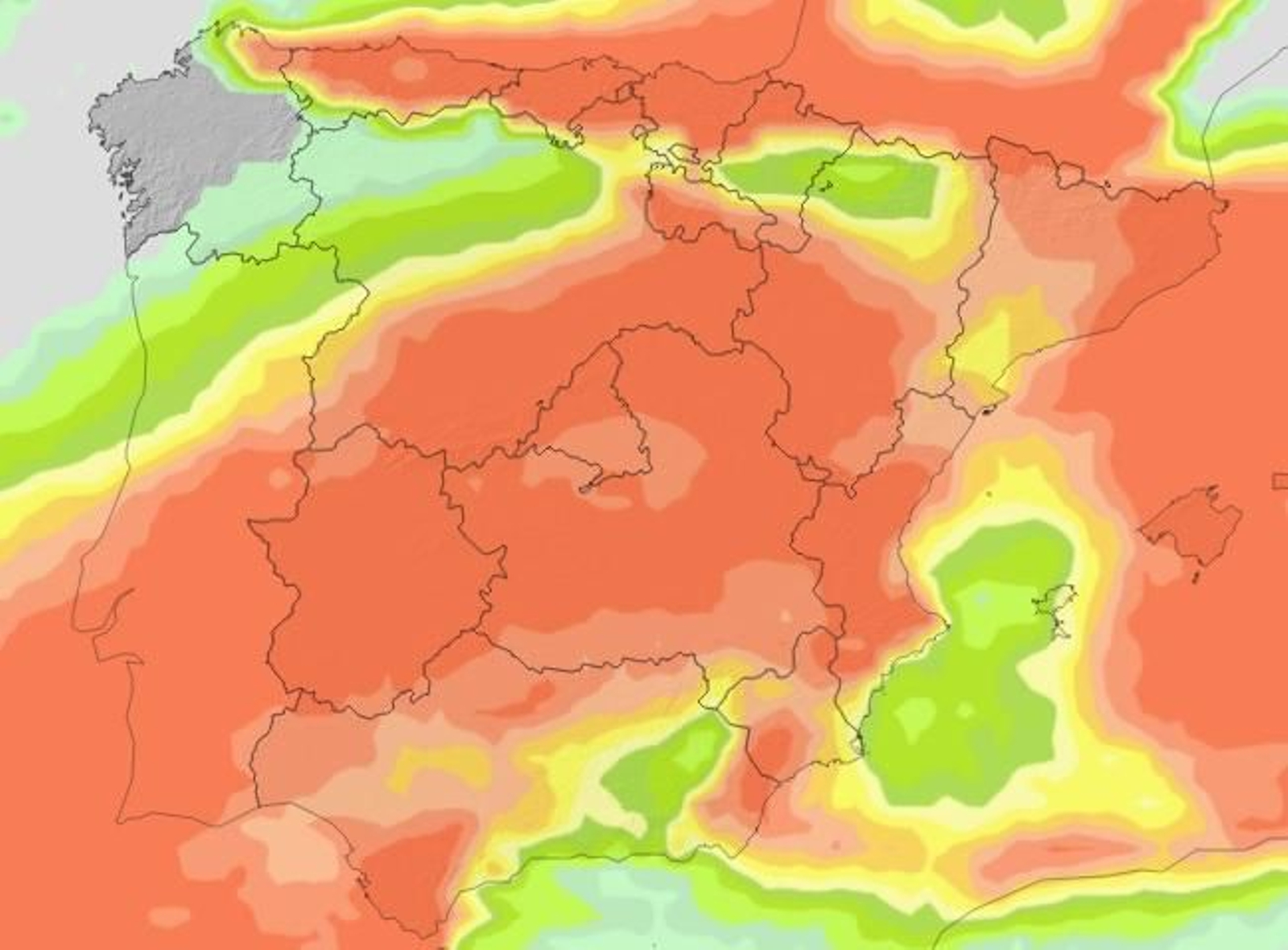 El mapa de Aemet donde se marca en naranja la alta probabilidad de lluvia en toda la provincia de Cádiz