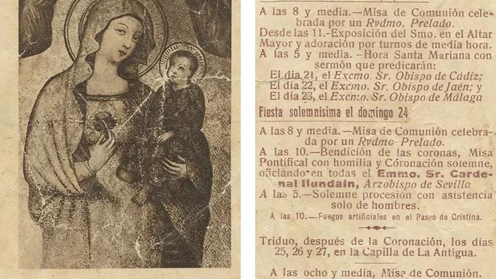 Recorte de prensa de la coronación de la Virgen de la Antigua