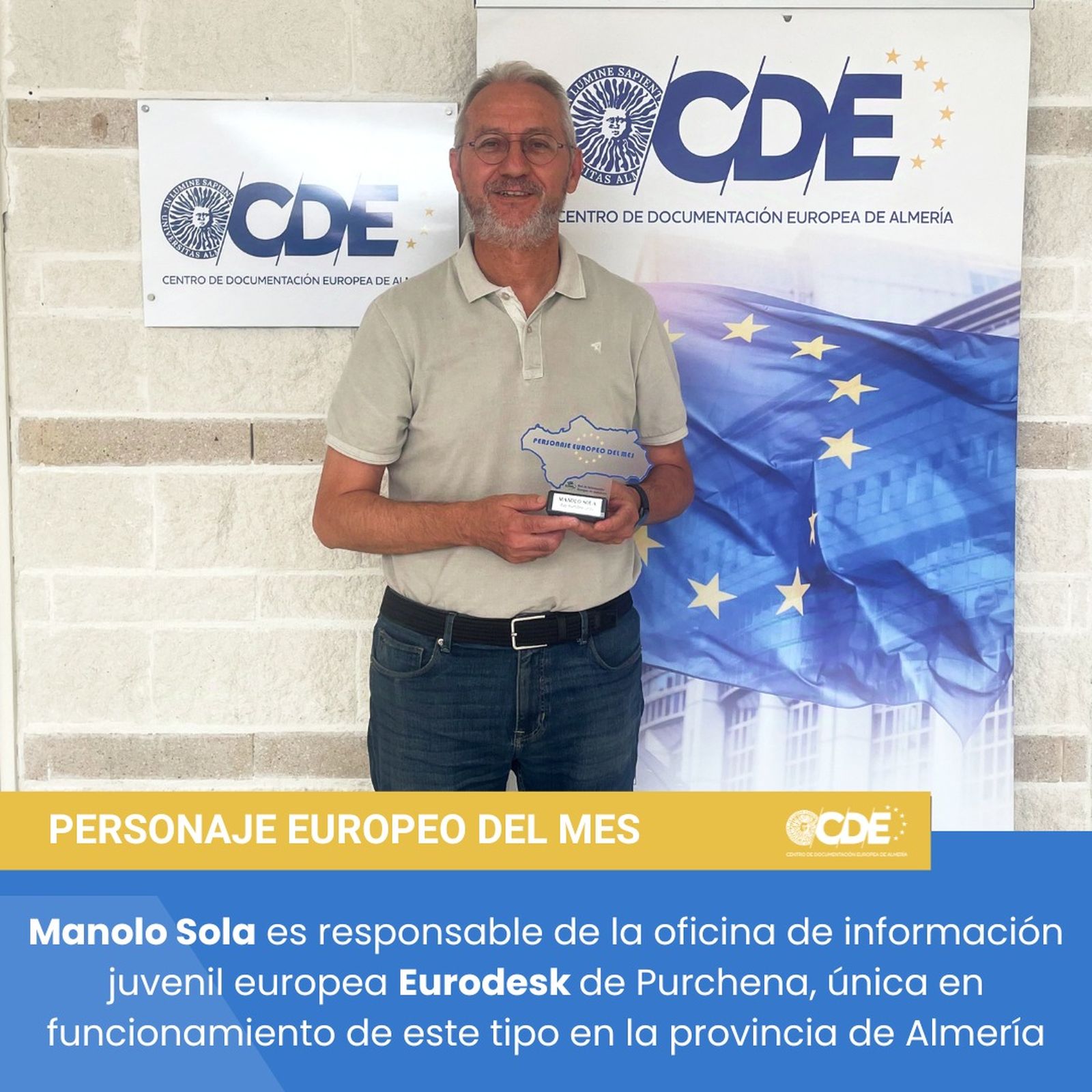 Manolo Sola es bibliotecario y responsable de la oficina de Eurodesk de Purchena