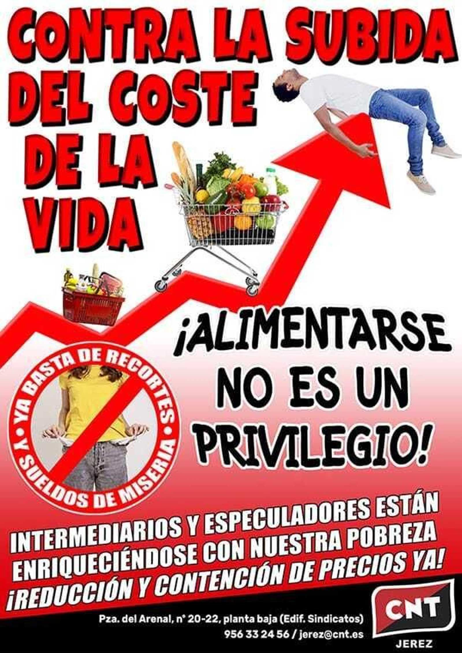 Campaña de CNT Jerez contra la subida del coste de la vida.