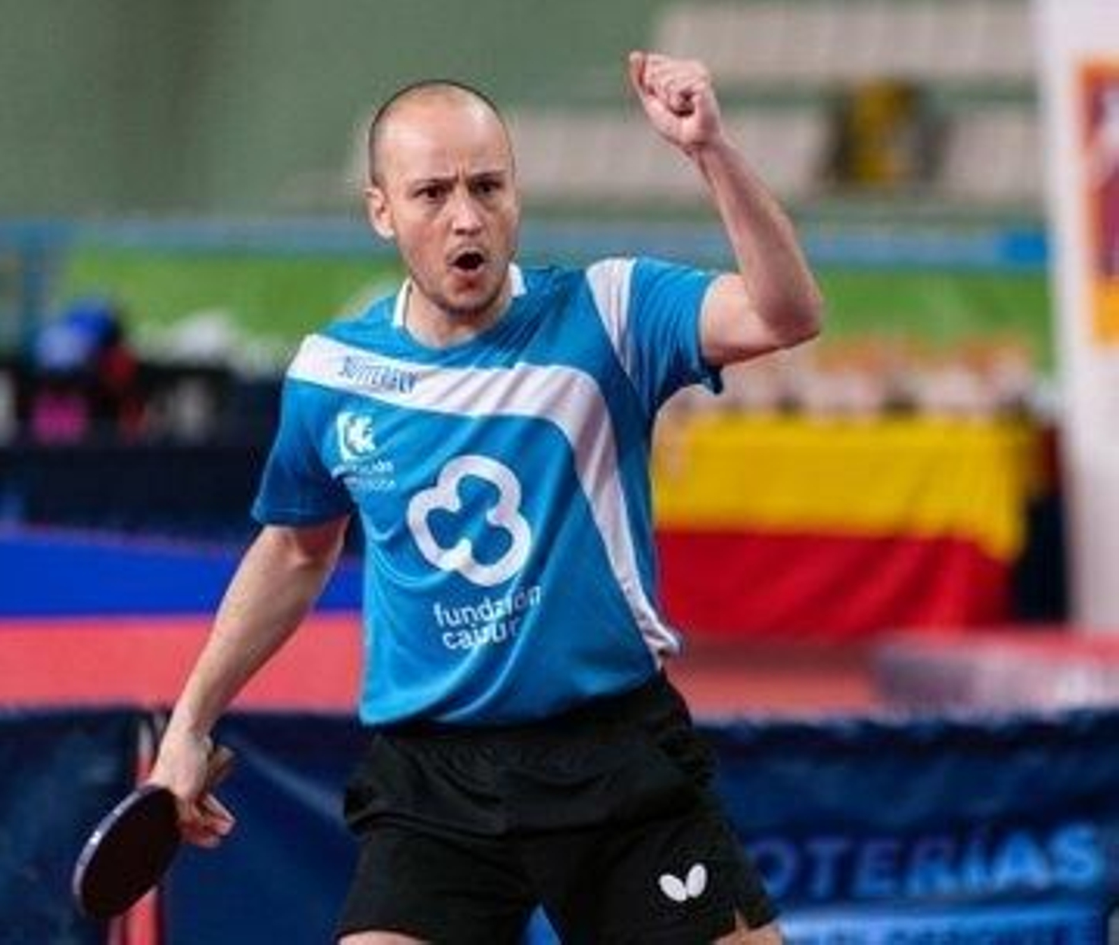 Carlos Machado celebra un punto durante su participación en el Campeonato de España.