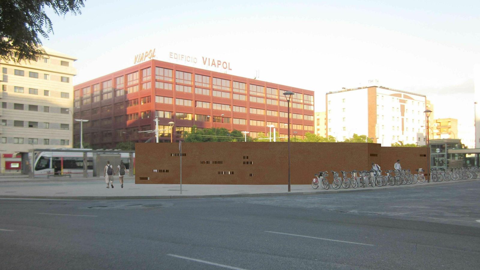 Recreación del exterior de la biciestación de San Bernardo.