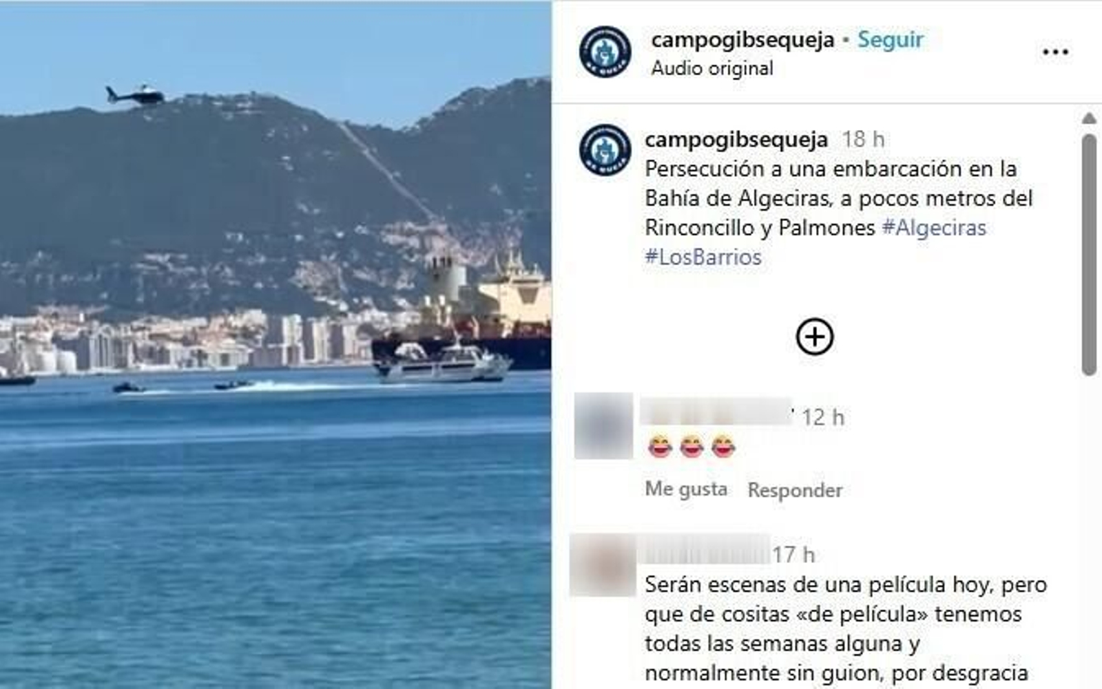 Un fotograma del vídeo del simulacro en aguas de la Bahía de Algeciras, el miércoles al mediodía.