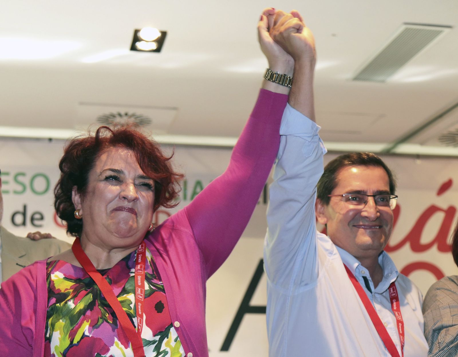 Teresa Jiménez junto a José Entrena, tras ser elegido como su relevo al frente del PSOE provincial el pasado 2017.