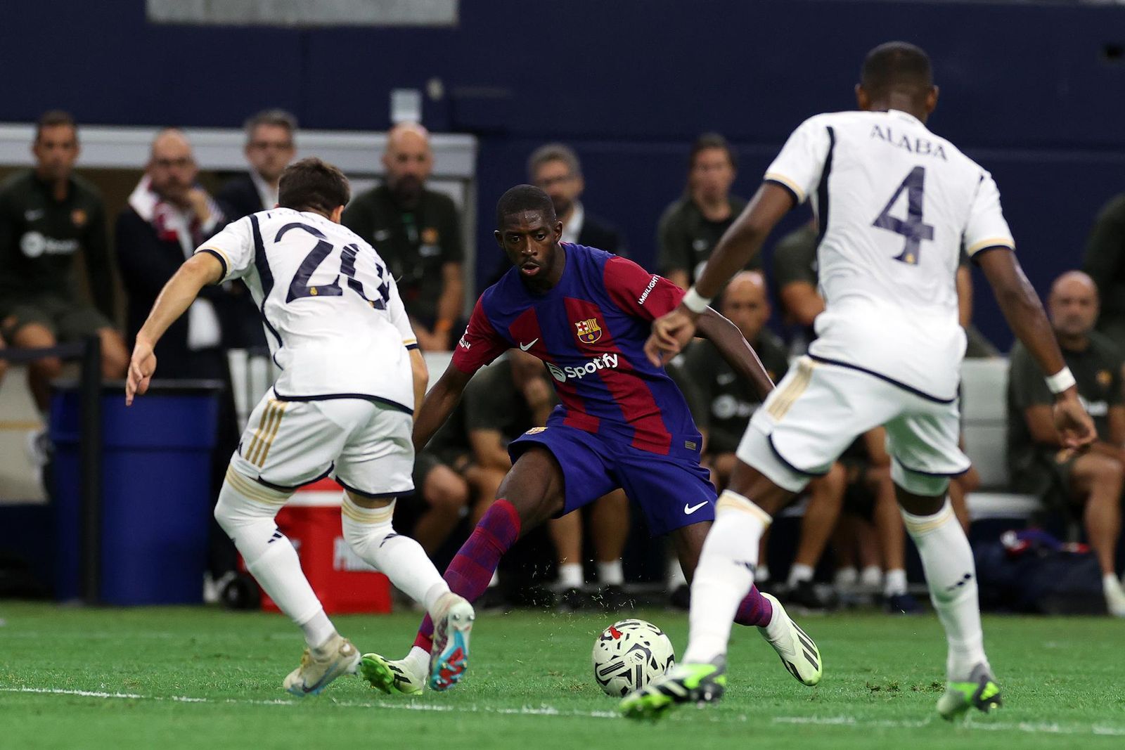 Dembélé, en el último partido del Barcelona contra el Real Madrid en Estados Unidos.