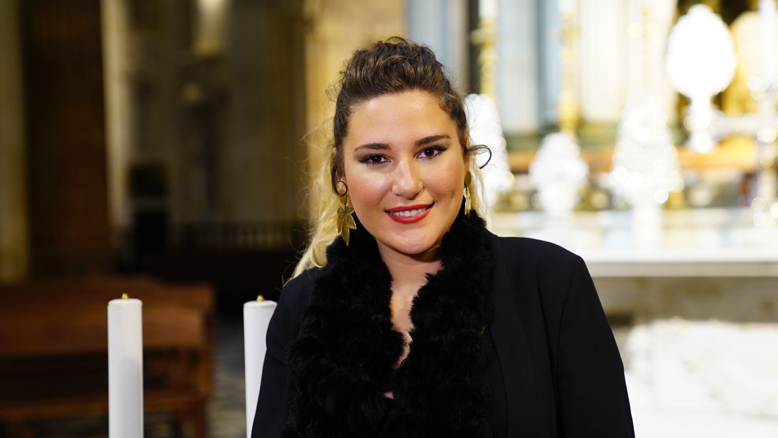 La artista Laura Gallego, ayer en la Catedral.