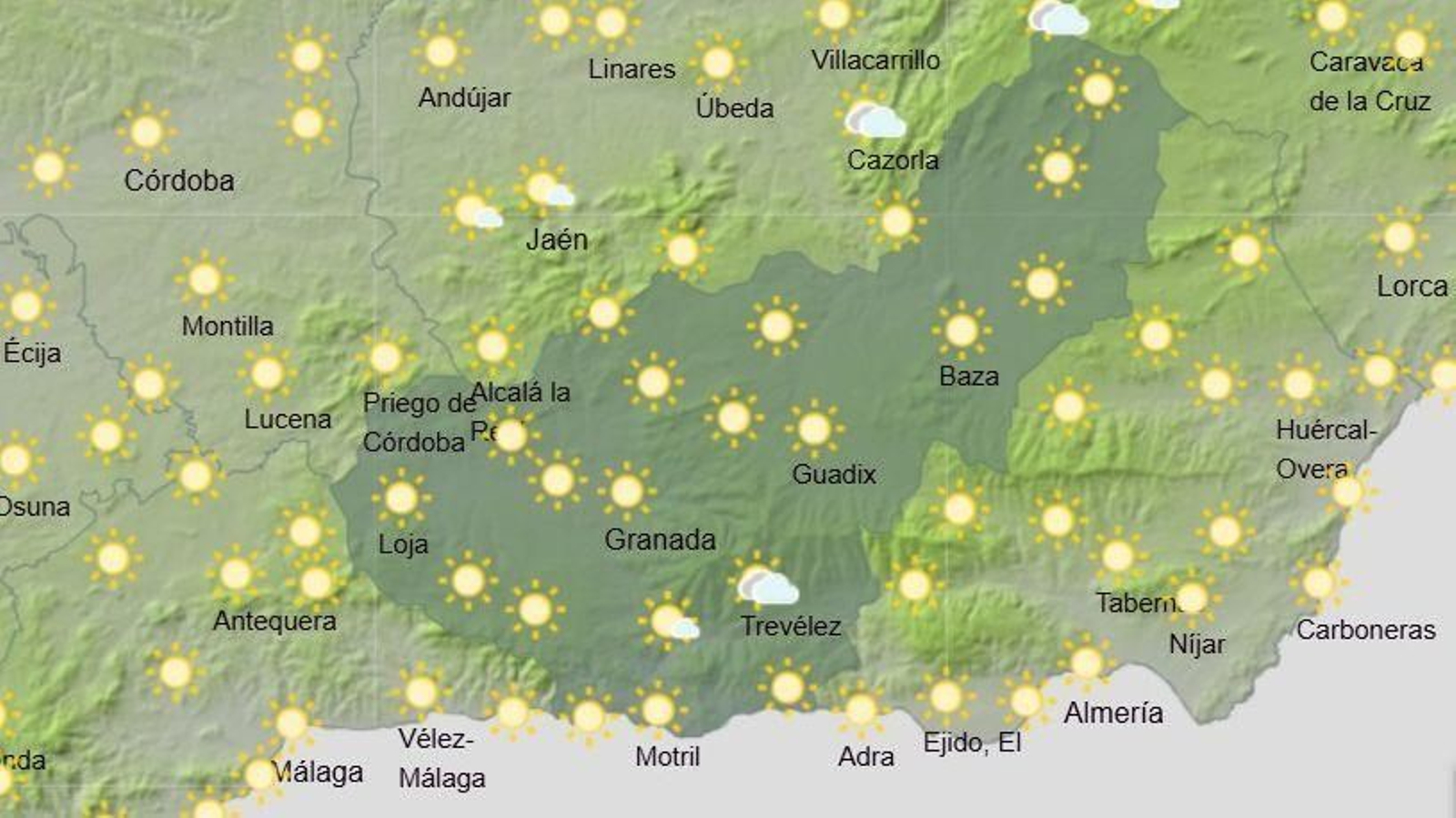 El Tiempo en Granada el 14 de agosto de 2025