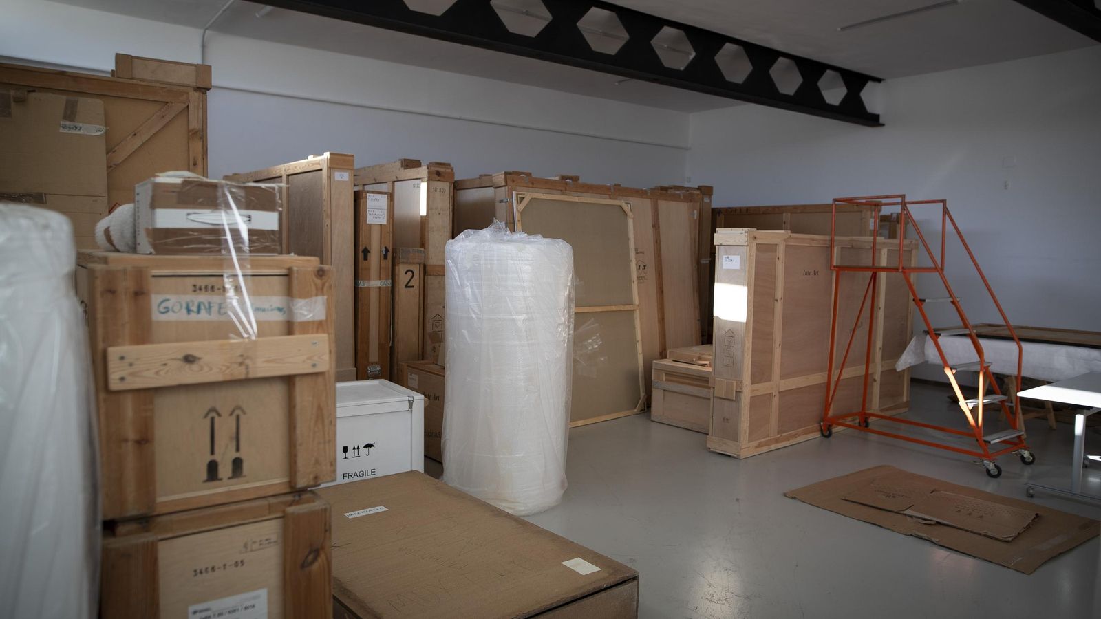 Almacén donde se guardan las cajas de embalaje de los cuadros.