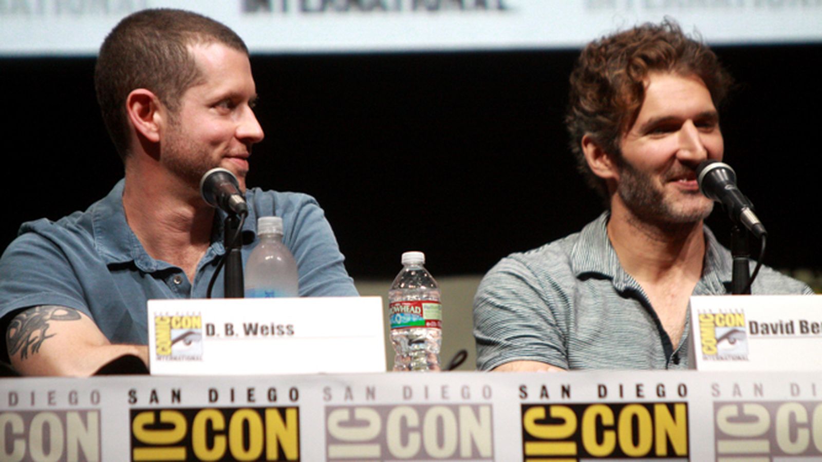 David Benioff y D.B. Weiss, durante un encuentro con los seguidores de 'Juego de Tronos'.