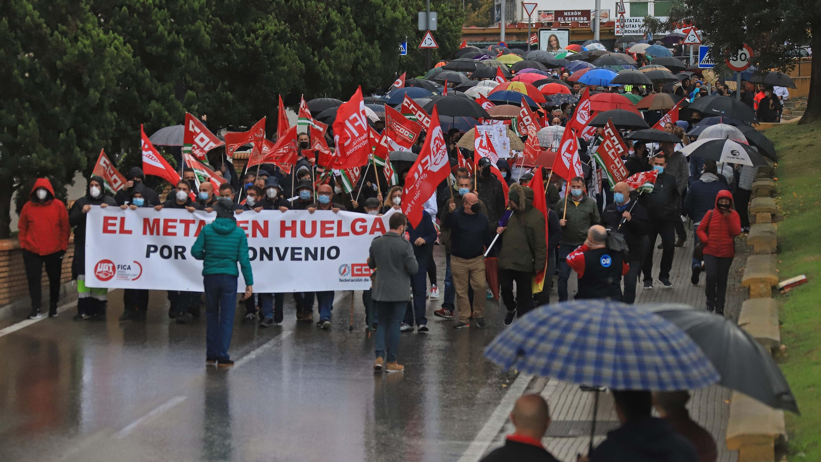 Una manifestación por el convenio del metal en 2021 en Algeciras.