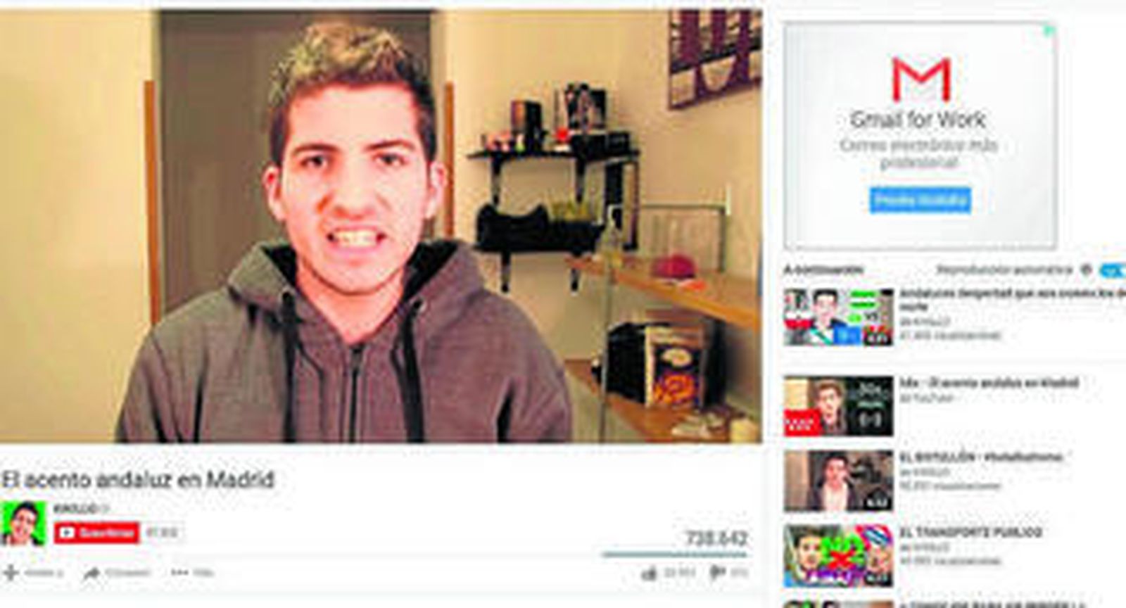 El vídeo 'El acento andaluz' alcanza casi las 800.000 visitas en Youtube.