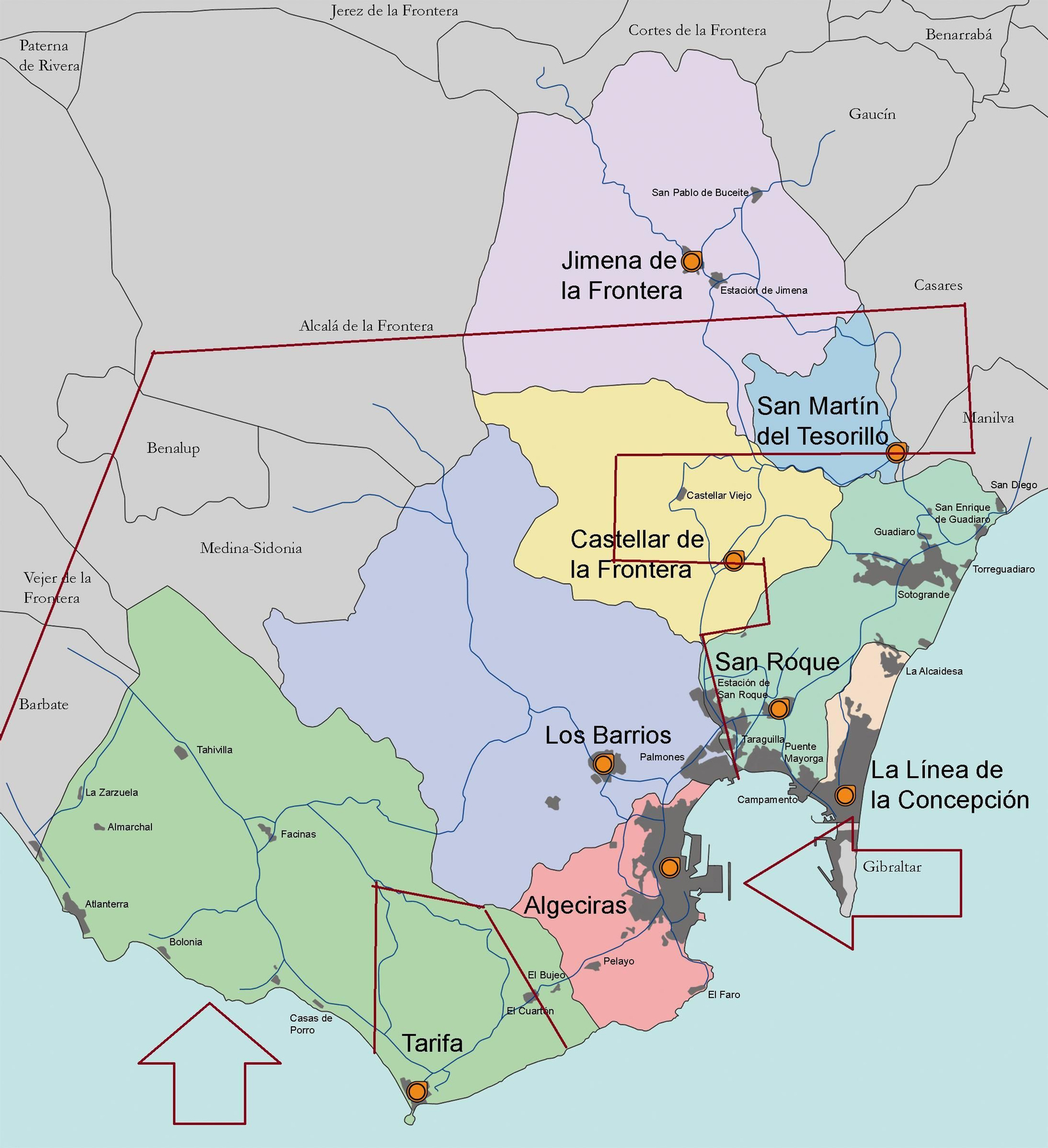 Demarcación aproximada de la provincia pretendida por Bartolomé Porro.